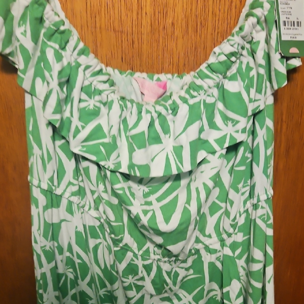 Lilly Pulitzer Green and White Strapless Dress Brand New Never Worn